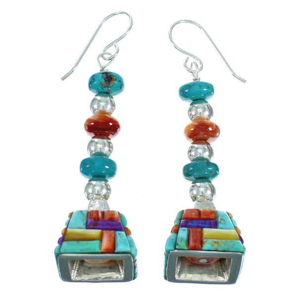 Multicolor And Sterling Silver Bead Hook Dangle Earrings SX115342